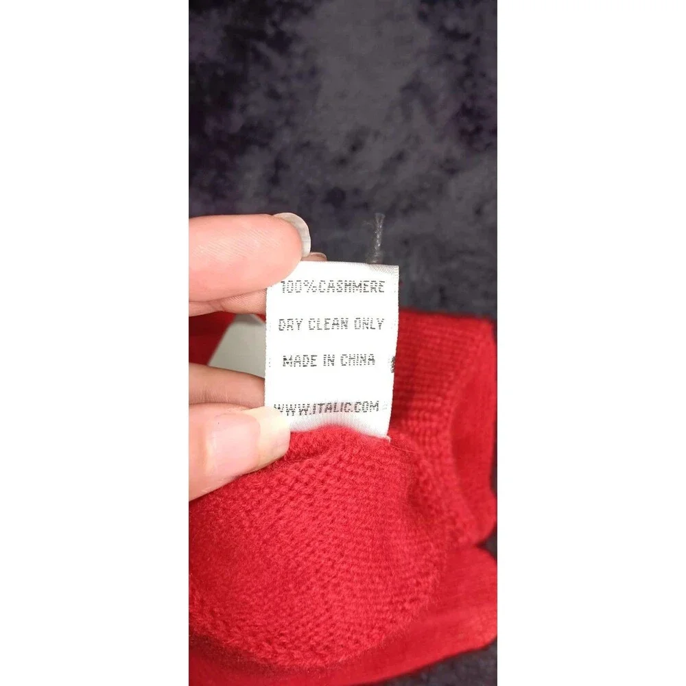 NWT! Italic 100% Pure Cashmere Knit Gloves Red Touchscreen Tech Texting One Size